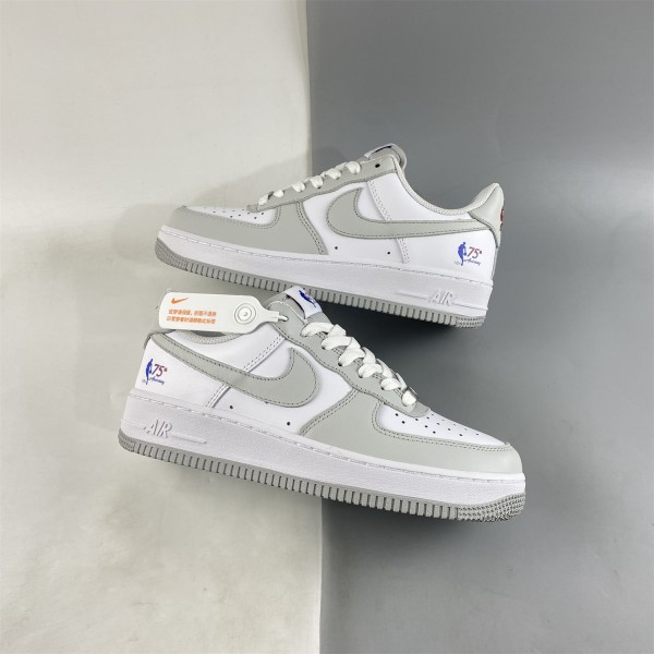 Nike Air Force 1 Low “NBA 75th” White and Grey Sneakers AA6902-201