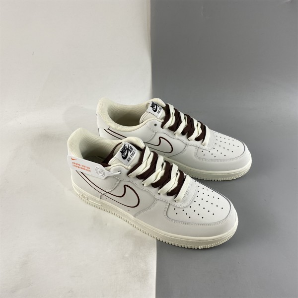 Nike Aie Force 1 07 Low Rice Blanche Marron Chaussures CL6326-138