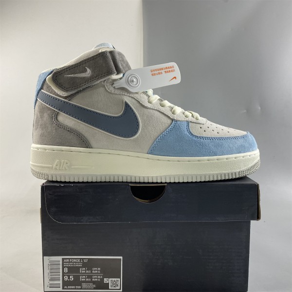 Nike Air Force 1 07 Mid Beige Light Blue Grey AL6896-559