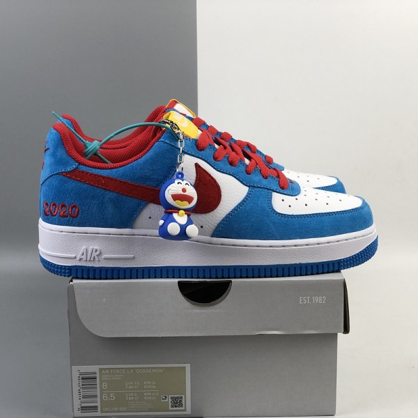 Nike Air Force 1 Faible Personnalisé Doraemon Bleu Rouge