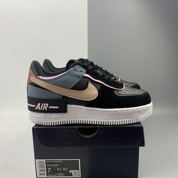 Nike Air Force 1 Shadow Black Light Arctic Pink Claystone Red CU5315-001