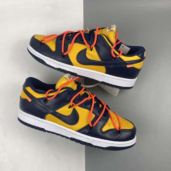 Nike Dunk Low Off-White University Gold Midnight Navy shoes CT0856-700