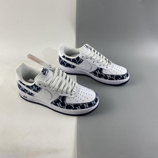 Nike Air Force 1 Basso Personalizzato NY Yankees Bianco Navy