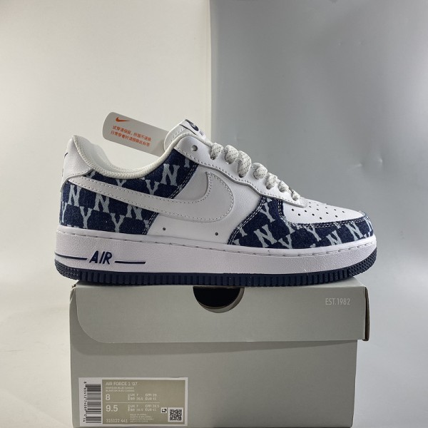 Nike Air Force 1 Basso Personalizzato NY Yankees Bianco Navy