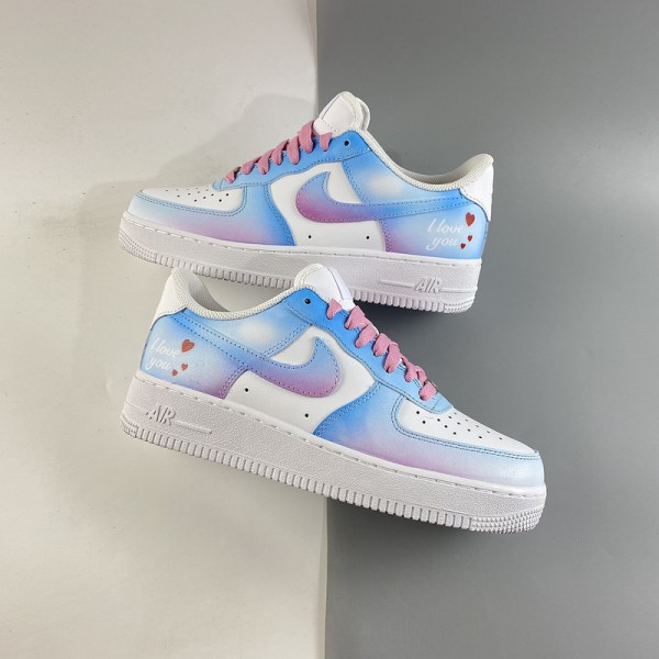 Nike Air Force 1 Low Light Blue Pink Love Custom