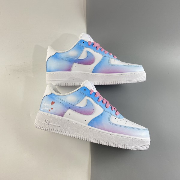 Nike Air Force 1 Low Light Blue Pink Love Custom