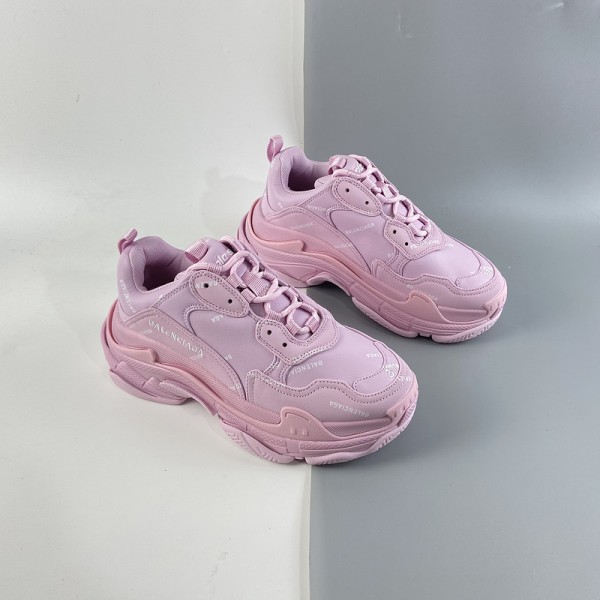 Balenciaga Allover Logo Triple S Sneaker Light Pink