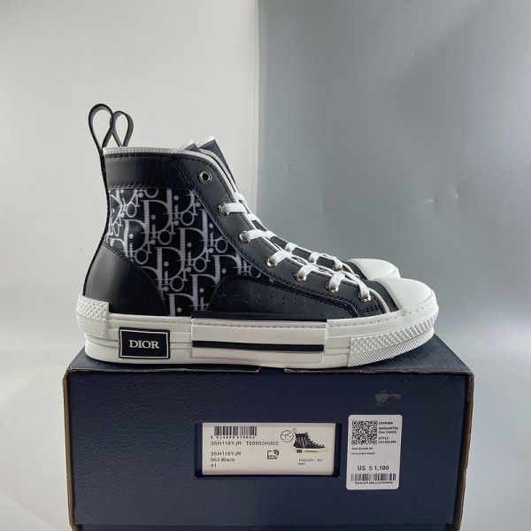 Dior B23 Oblique Hoher Sneaker Schwarz Weiß