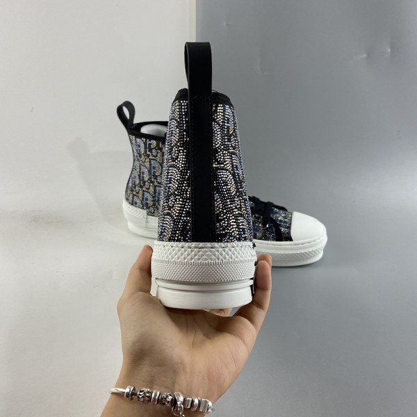 Dior B23 Oblique High Top Sneaker Kristalle Schwarz